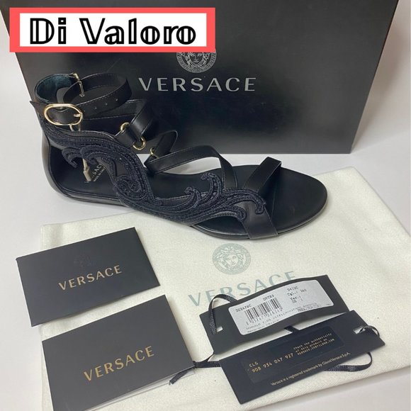 VERSACE Flat Black Sandals - Picture 10 of 10
